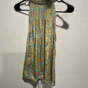 Chelsea & Theodore Turquoise and Gold Paisley Tank Top